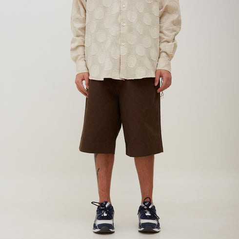 Merely Made Plant Jacquard Wide Shorts Chocolate 190SP Degli Uberti